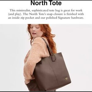 NWT Coach CN318 North Tote In Double Face Leather Large Dark Stone Shoulder Bag